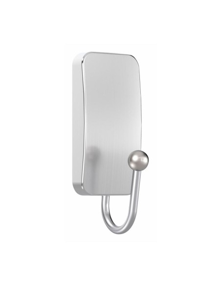 Gancho metálico, pequeño, níquel satinado, 25 x 66 x 25 mm, 1 ud + 2 tiras, máx 450 g