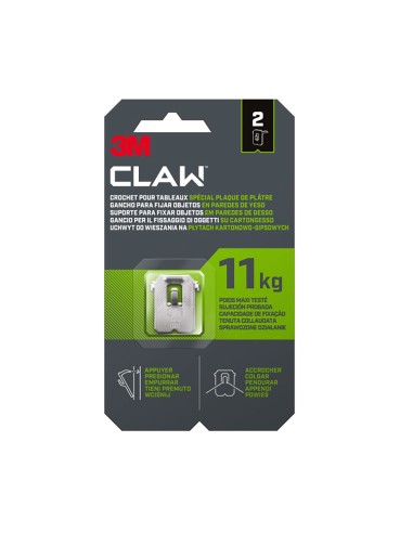 Gancho para paredes de yeso, 11 kg, 27 x 31,5 x 4 mm, 2 uds