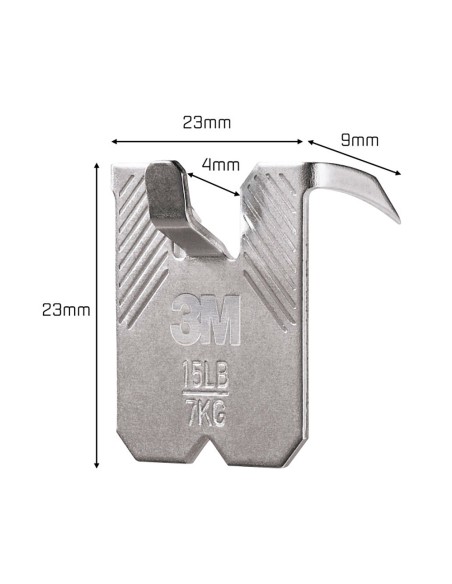 Gancho para paredes de yeso, 7 kg, 23 x 23 x 4 mm, 2 uds