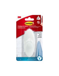 Gancho para toallas, grande, blanco, 1 ud + 2 tiras, máx 2,2 kg 2