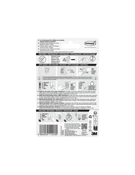 Gancho para utensilios, extragrande, blanco, 1 ud + 2 tiras, máx 4,5 kg