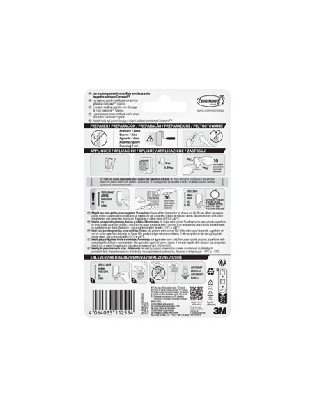 Gancho para utensilios, extra grande, blanco, 1 ud + 3 tiras, máx 6,8 kg