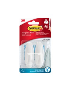 Gancho blanco, mediano, 29 x 79 x 29 mm, 2 uds + 4 tiras, máx 1,3 kg 2