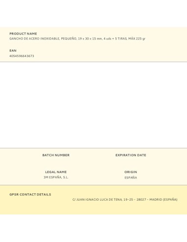 Gancho de acero inoxidable, pequeño, 19 x 30 x...