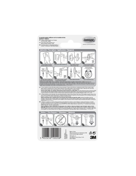 Gancho de diseño, mediano, blanco, 29 x 79 x 29 mm, 2 uds + 4 tiras, max 1,3 kg