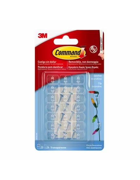 Mini gancho decorativo, transparente, 20 uds + 24 tiras