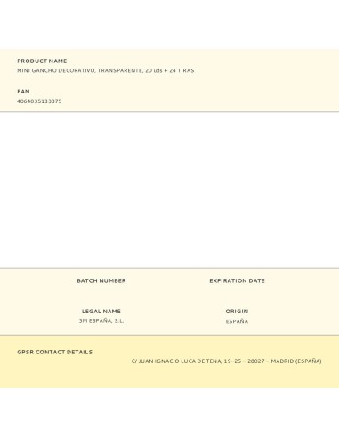 Mini gancho decorativo, transparente, 20 uds +...