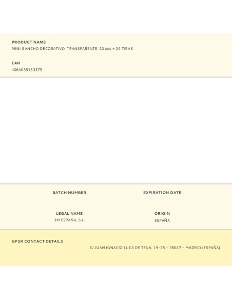 Mini gancho decorativo, transparente, 20 uds + 24 tiras