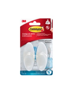 Gancho para baño, mediano, blanco, 35 x 86 x 29, 2 uds + 3 tiras, máx 1,3 kg 2