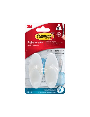 Gancho para baño, mediano, blanco, 35 x 86 x...