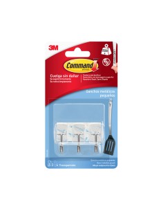 Ganchos transparentes pequeños con punta de alambre con tiras transparentes, 3 uds + 4 tiras, max 225 gr 2