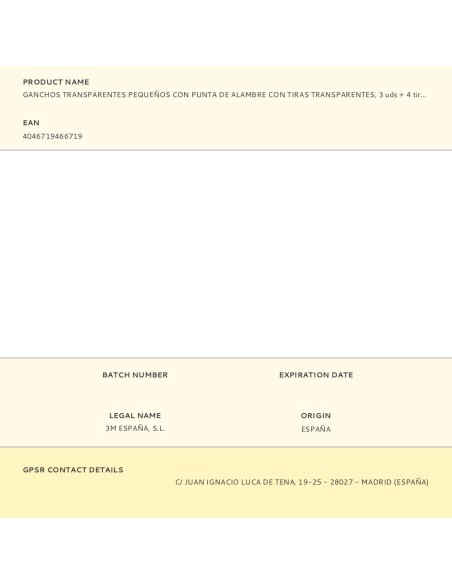 Ganchos transparentes pequeños con punta de alambre con tiras transparentes, 3 uds + 4 tiras, max 225 gr