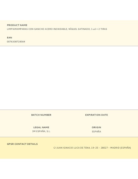 Limpiamamparas con gancho acero inoxidable, níquel satinado, 1 ud + 2 tiras