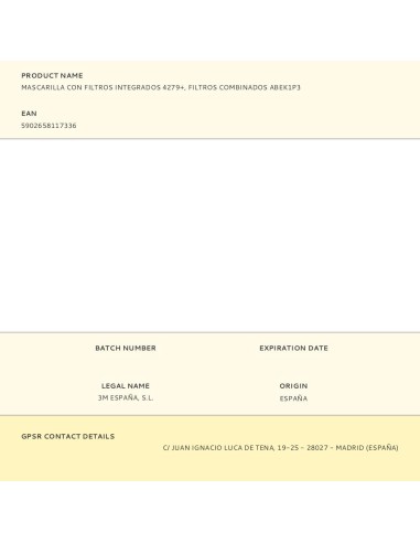 Mascarilla con filtros integrados 4279+,...