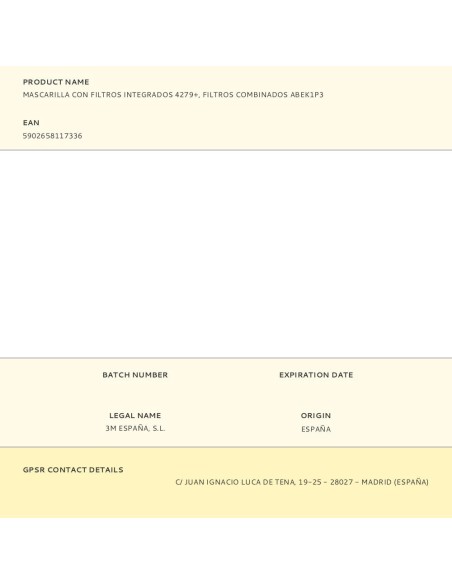 Mascarilla con filtros integrados 4279+, filtros combinados abek1p3