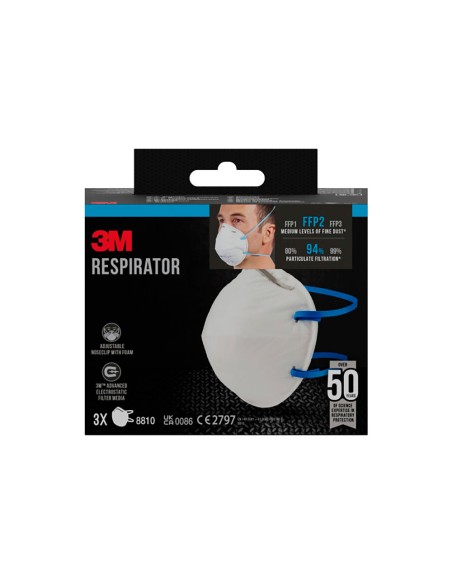 Mascarilla para partículas 8810, sin válvula, ffp2, 3 uds