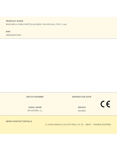 Mascarilla para partículas 8810, sin válvula,...