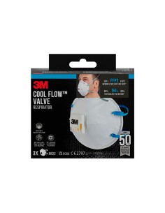 Mascarilla para partículas 8822, ffp2, con válvula, 3 uds 2