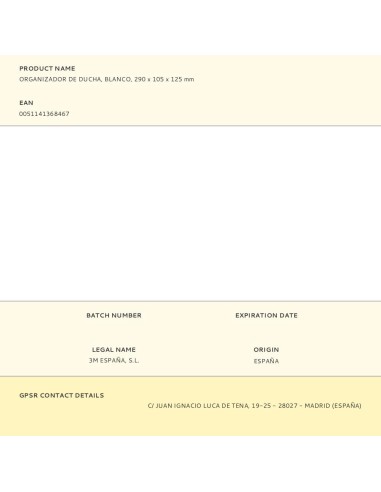 Organizador de ducha, blanco, 290 x 105 x 125 mm