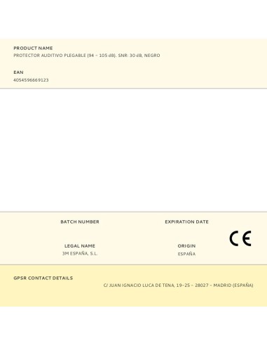 Protector auditivo plegable (94 - 105db). snr:...
