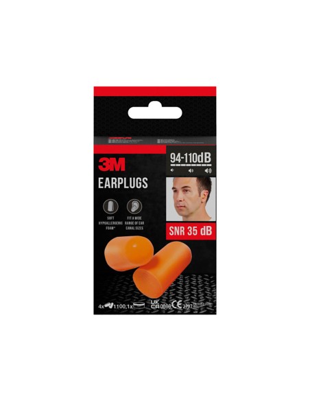 Tapones para los oídos (94-110 db). snr: 35 db, 8 uds (4 pares)