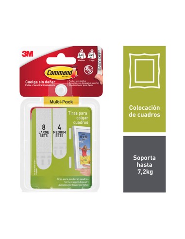 Tiras para colgar cuadros, multipack grandes y...