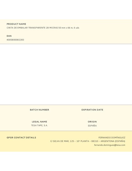 Cinta de embalar transparente 28 micras 50 mm x 66 m, 6 uds