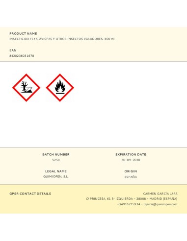 Insecticida fly c avispas y otros insectos...