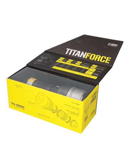 Linterna led táctica titanforce recargable 14.000 lm 6500 k 150 w ip44 + cordón