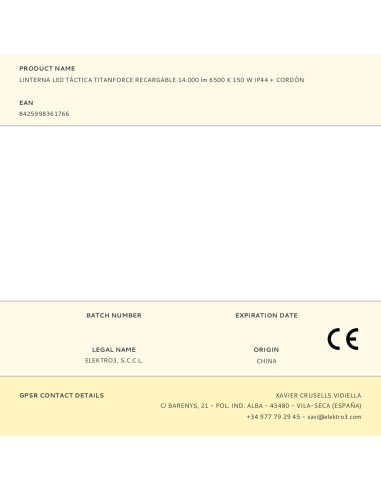 Linterna led táctica titanforce recargable...