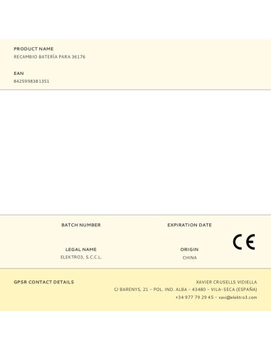 Recambio batería para 36176