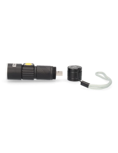 Linterna mini con zoom 1 led 120lm/40lm/ flash 9.000k recargable con usb.