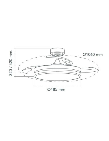 Ventilador de techo led 3cct aspas retráctiles...