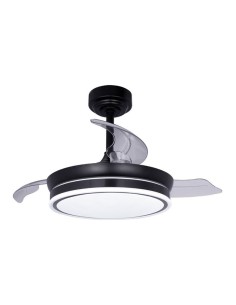 Ventilador de techo led 3cct aspas retráctiles moss mini 46 w 5520 lm negro, aspas ø92 cm, plafón ø39 cm, altura 32 - 42 cm 2