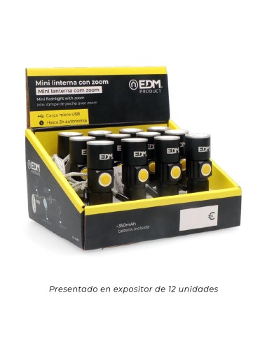 Linterna mini con zoom 1 led 120lm/40lm/ flash...