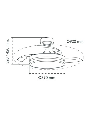 Ventilador de techo led 3cct aspas retráctiles...