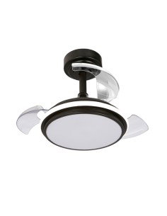 Ventilador de techo led 3cct aspas retráctiles antila mini xs 35 w 3000 lm negro, aspas ø55 cm, plafón ø32 cm, altura 38 - 4 ...