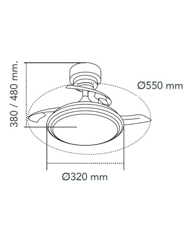Ventilador de techo led 3cct aspas retráctiles...