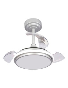 Ventilador de techo led 3cct aspas retráctiles antila mini xs 35 w 3000 lm plata, aspas ø55 cm, plafón ø32 cm, altura 38 - 4 ... 2