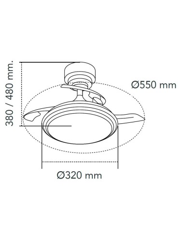 Ventilador de techo led 3cct aspas retráctiles...