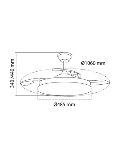 Ventilador de techo led 3cct aspas retráctiles...