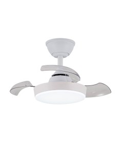 Ventilador de techo led 3cct aspas retráctiles hornet 32 w 3195 lm blanco, aspas ø56 cm, plafón ø26 cm, altura 34 - 44 cm