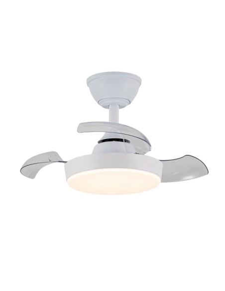 Ventilador de techo led 3cct aspas retráctiles hornet 32 w 3195 lm blanco, aspas ø56 cm, plafón ø26 cm, altura 34 - 44 cm