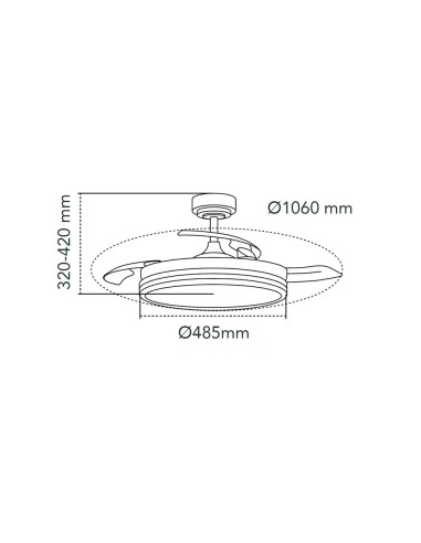 Ventilador de techo led 3cct aspas retráctiles...