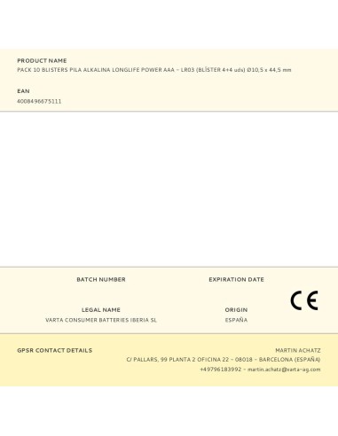 Pack 10 blisters pila alkalina longlife power...