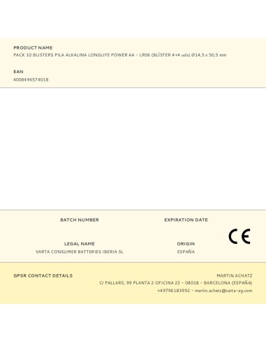 Pack 10 blisters pila alkalina longlife power...