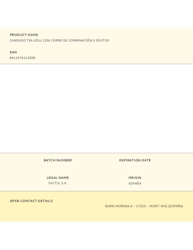 Candado tsa azul con cierre de combinación 3...