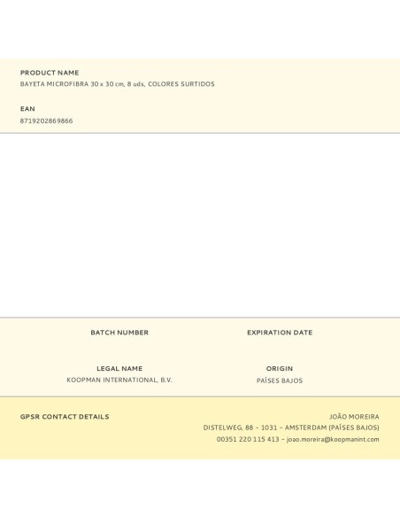 Bayeta microfibra 30 x 30 cm, 8 uds, colores surtidos