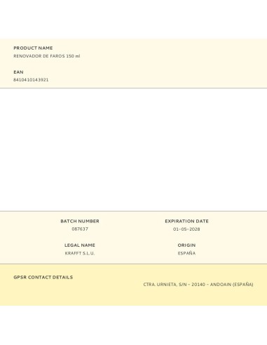 Renovador de faros 150 ml