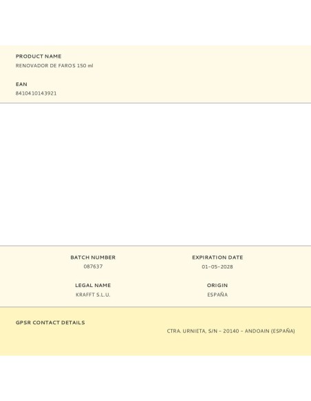 Renovador de faros 150 ml